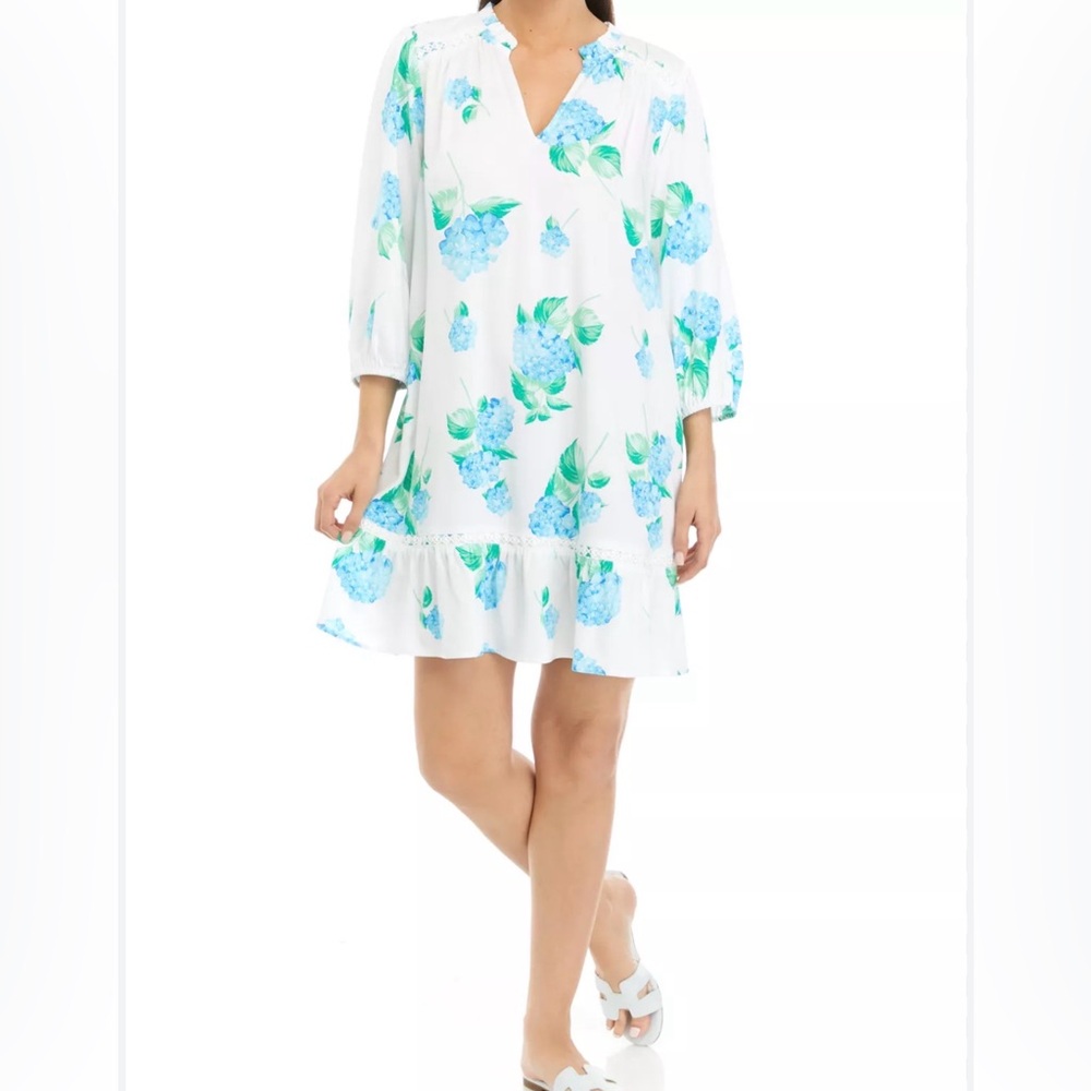 Crown & Ivy Blue and Green Floral Dress